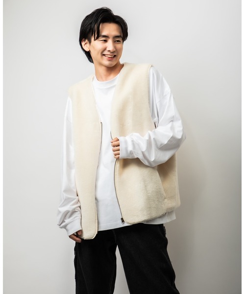 Beno(ビーノ)の「イミテーションファー ビッグベスト(ベスト・メンズ・ブラウン/ブラック/オフホワイト・M/L)」の10枚目の写真