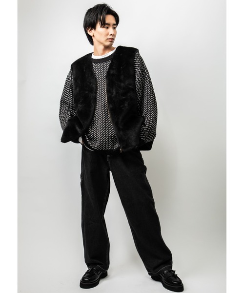 Beno(ビーノ)の「イミテーションファー ビッグベスト(ベスト・メンズ・ブラウン/ブラック/オフホワイト・M/L)」の13枚目の写真