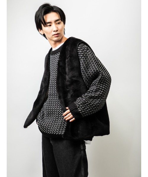 Beno(ビーノ)の「イミテーションファー ビッグベスト(ベスト・メンズ・ブラウン/ブラック/オフホワイト・M/L)」の15枚目の写真