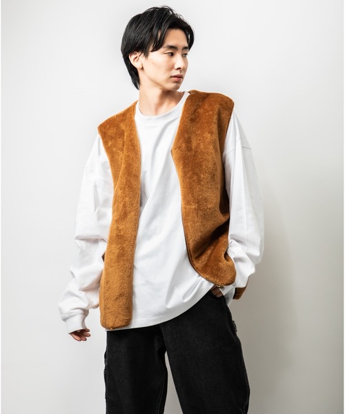 Beno(ビーノ)の「イミテーションファー ビッグベスト(ベスト・メンズ・ブラウン/ブラック/オフホワイト・M/L)」の18枚目の写真