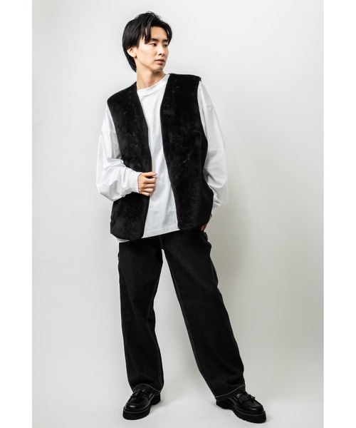 Beno(ビーノ)の「イミテーションファー ビッグベスト(ベスト・メンズ・ブラウン/ブラック/オフホワイト・M/L)」の21枚目の写真