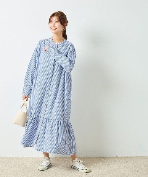 OMNES（オムネス）の「コットンブロード裾ギャザーシャツワンピース（ワンピース・レディース・ブルー系その他/ブルー・FREE）」の10枚目の写真