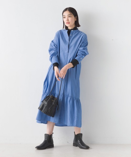 OMNES（オムネス）の「コットンブロード裾ギャザーシャツワンピース（ワンピース・レディース・ブルー系その他/ブルー・FREE）」の18枚目の写真