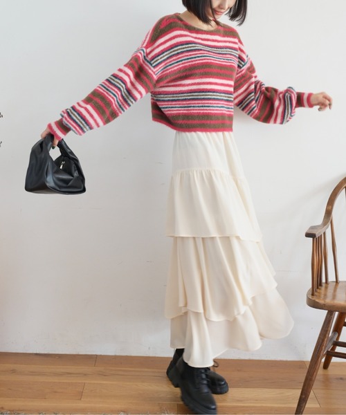 FREE'S MART（フリーズマート）の「シャギーボーダーショート丈ニット（ニット/セーター・レディース・ブルー系その他/イエロー系その他/ピンク系その他・FREE）」の7枚目の写真