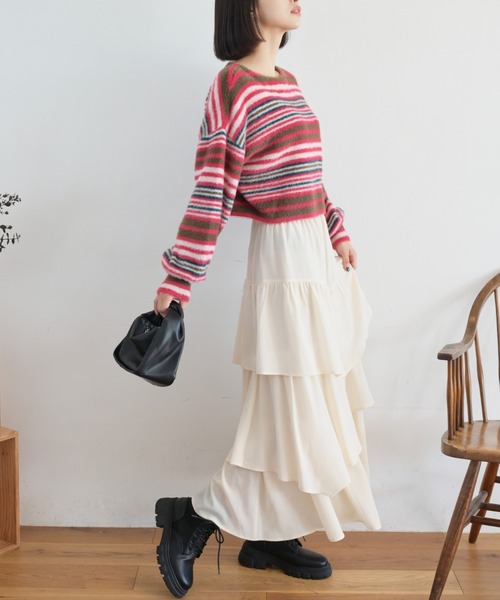 FREE'S MART（フリーズマート）の「シャギーボーダーショート丈ニット（ニット/セーター・レディース・ブルー系その他/イエロー系その他/ピンク系その他・FREE）」の13枚目の写真