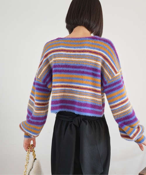 FREE'S MART（フリーズマート）の「シャギーボーダーショート丈ニット（ニット/セーター・レディース・ブルー系その他/イエロー系その他/ピンク系その他・FREE）」の8枚目の写真