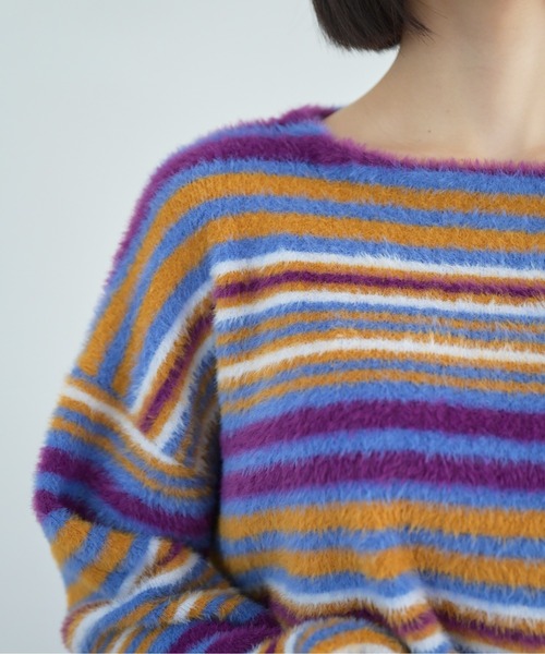 FREE'S MART（フリーズマート）の「シャギーボーダーショート丈ニット（ニット/セーター・レディース・ブルー系その他/イエロー系その他/ピンク系その他・FREE）」の9枚目の写真