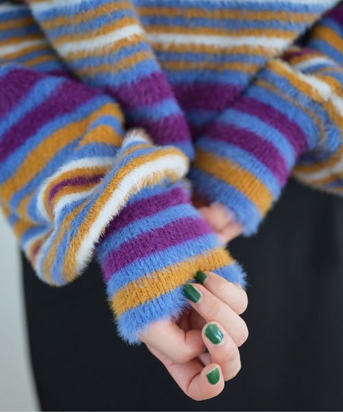 FREE'S MART（フリーズマート）の「シャギーボーダーショート丈ニット（ニット/セーター・レディース・ブルー系その他/イエロー系その他/ピンク系その他・FREE）」の15枚目の写真