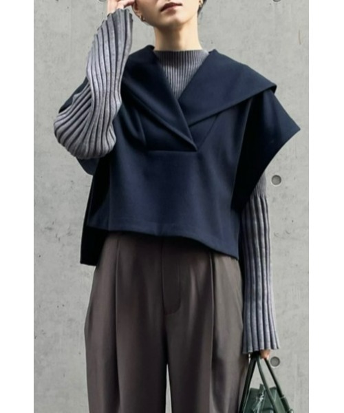 STYLEMIXER(スタイルミキサー)の「ビッグカラーベスト(ベスト・レディース・ライトグレー/ネイビー・FREE)」の2枚目の写真