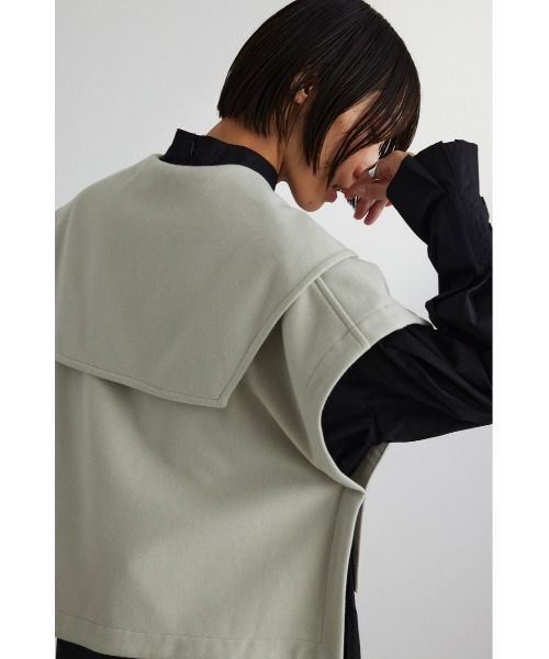 STYLEMIXER(スタイルミキサー)の「ビッグカラーベスト(ベスト・レディース・ライトグレー/ネイビー・FREE)」の6枚目の写真