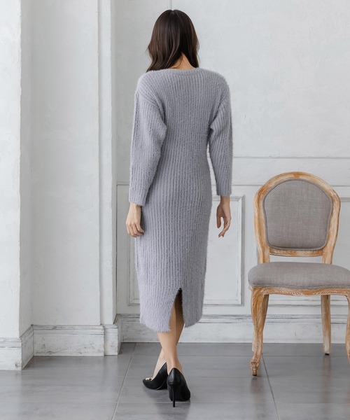 未使用タグ付き JUN & ROPE ワンピース BIGダイヤ柄 スリットネック ◇タグ付◇ JUN&ROPE BIGダイヤ柄 スリットネックワンピース セール