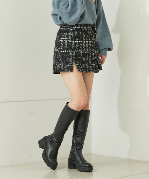 Chico(チコ)の「ツイードスリットミニスカパン(その他パンツ・レディース・アイボリー/ブラック/ブラック系その他2・FREE)」の9枚目の写真