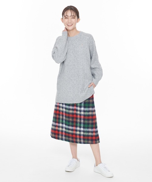 Arnold Palmer（アーノルドパーマー）の「ビッグハウスチェック シャギーメルトン スカート（スカート・レディース・ベージュ/ネイビー・M/L）」の11枚目の写真