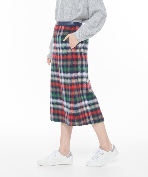 Arnold Palmer（アーノルドパーマー）の「ビッグハウスチェック シャギーメルトン スカート（スカート・レディース・ベージュ/ネイビー・M/L）」の4枚目の写真