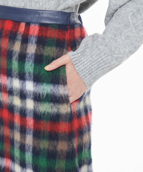 Arnold Palmer（アーノルドパーマー）の「ビッグハウスチェック シャギーメルトン スカート（スカート・レディース・ベージュ/ネイビー・M/L）」の8枚目の写真