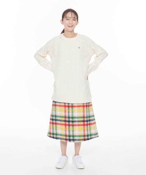 Arnold Palmer（アーノルドパーマー）の「ビッグハウスチェック シャギーメルトン スカート（スカート・レディース・ベージュ/ネイビー・M/L）」の7枚目の写真