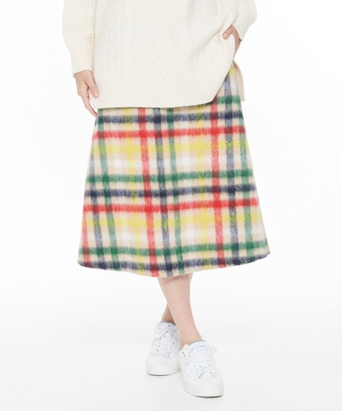 Arnold Palmer（アーノルドパーマー）の「ビッグハウスチェック シャギーメルトン スカート（スカート・レディース・ベージュ/ネイビー・M/L）」の13枚目の写真