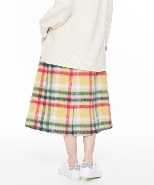 Arnold Palmer（アーノルドパーマー）の「ビッグハウスチェック シャギーメルトン スカート（スカート・レディース・ベージュ/ネイビー・M/L）」の5枚目の写真