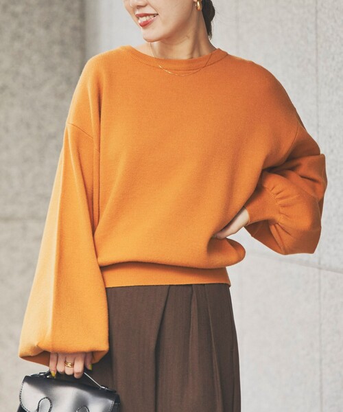 coen（コーエン）の「[洗える］あったかグラフェンクルーネックニット（ニット/セーター・レディース・オレンジ/ブラック/グレー/ナチュラル・M/L）」の13枚目の写真