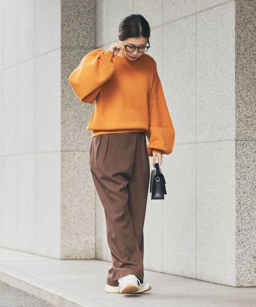 coen（コーエン）の「[洗える］あったかグラフェンクルーネックニット（ニット/セーター・レディース・オレンジ/ブラック/グレー/ナチュラル・M/L）」の14枚目の写真