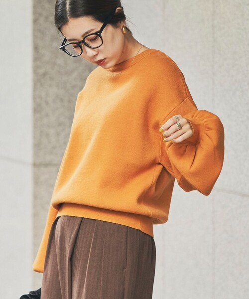 coen（コーエン）の「[洗える］あったかグラフェンクルーネックニット（ニット/セーター・レディース・オレンジ/ブラック/グレー/ナチュラル・M/L）」の15枚目の写真