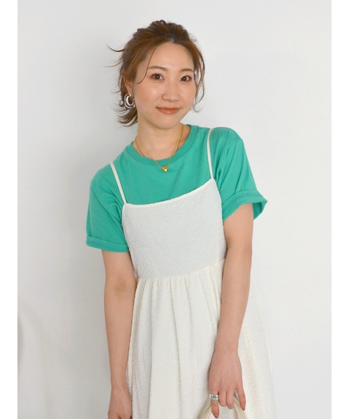 Ungrid（アングリッド）の「カラーエンブロイダリーTee（Tシャツ/カットソー・レディース・チャコールグレー/オフホワイト/ピンク/グリーン/オレンジ・FREE）」の12枚目の写真