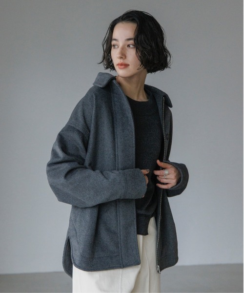 TENTO(テント)の「ステンカラー ビーバーショートコート(ステンカラーコート・レディース・ベージュ/チャコールグレー・38/36)」の15枚目の写真