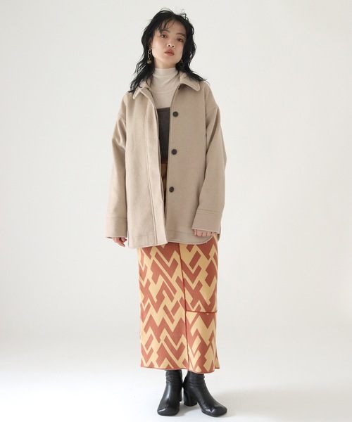 TENTO(テント)の「ステンカラー ビーバーショートコート(ステンカラーコート・レディース・ベージュ/チャコールグレー・38/36)」の18枚目の写真