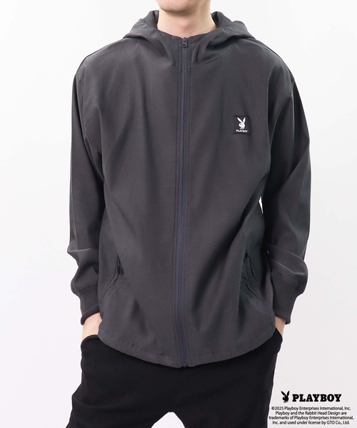 PLAYBOY(プレイボーイ)の「PLAYBOYスーパーストレッチジップパーカー(パーカー・メンズ・チャコール/ブラック・M/L/XL)」の12枚目の写真
