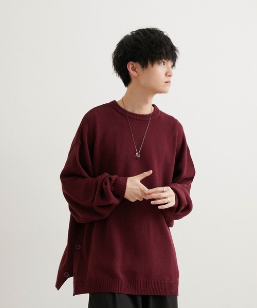 セール】こめ×JUNRed サイドボタンルーズニットプルオーバー（ニット