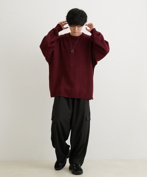 セール】こめ×JUNRed サイドボタンルーズニットプルオーバー（ニット