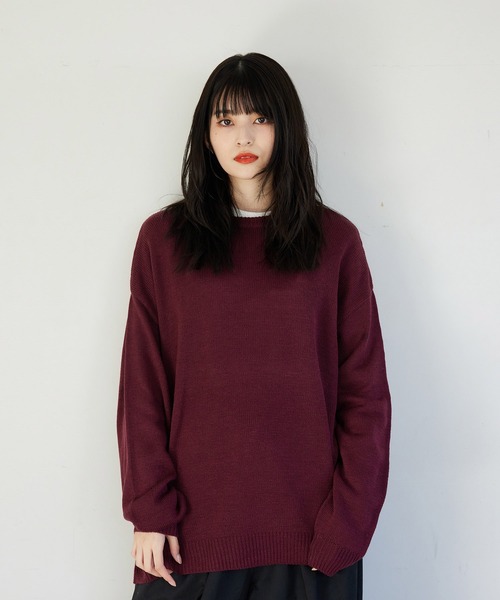 セール】こめ×JUNRed サイドボタンルーズニットプルオーバー（ニット