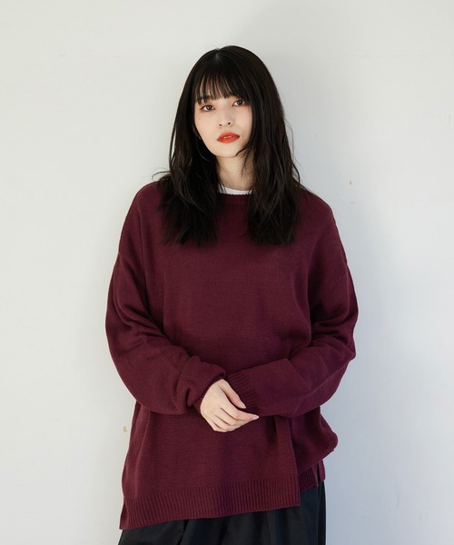 セール】こめ×JUNRed サイドボタンルーズニットプルオーバー（ニット
