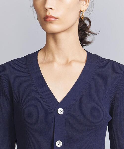 ユナイテッドアローズ　麻 リブ Vネック カーディガン UNITED ARROWS カーディガン シルクリブ Vネック レディース
