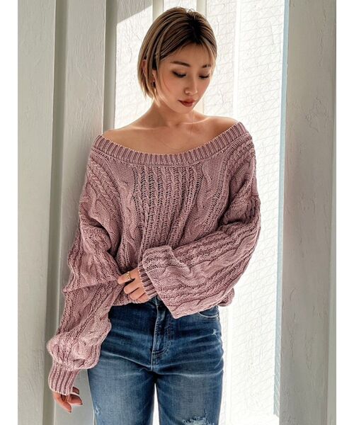 GYDA（ジェイダ）の「2WAYブリーチBACKボタン ニットトップス（ニット/セーター・レディース・オリーブ/ピンク/ネイビー・FREE）」の3枚目の写真