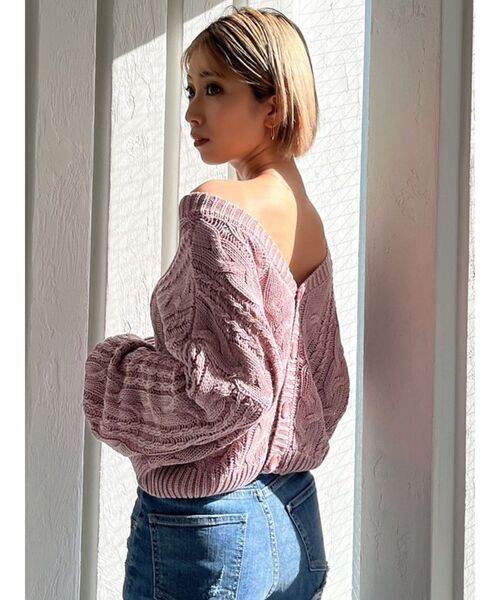 GYDA（ジェイダ）の「2WAYブリーチBACKボタン ニットトップス（ニット/セーター・レディース・オリーブ/ピンク/ネイビー・FREE）」の8枚目の写真