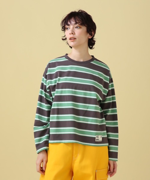 AVIREX(アヴィレックス)の「BORDER TOPS/ ボーダートップス(Tシャツ/カットソー・レディース・グリーン/ライム・F)」の4枚目の写真