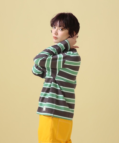 AVIREX(アヴィレックス)の「BORDER TOPS/ ボーダートップス(Tシャツ/カットソー・レディース・グリーン/ライム・F)」の5枚目の写真