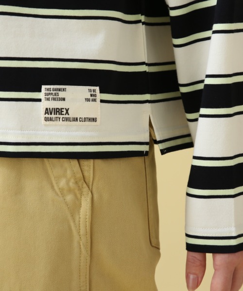 AVIREX(アヴィレックス)の「BORDER TOPS/ ボーダートップス(Tシャツ/カットソー・レディース・グリーン/ライム・F)」の14枚目の写真