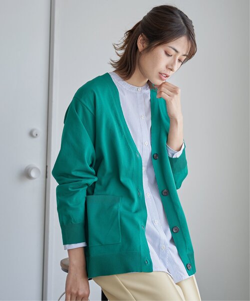 ikka（イッカ）の「GOKU楽 Vネックニットカーディガン（カーディガン/ボレロ・レディース・グリーン/ライトグレー/ネイビー・M/L）」の13枚目の写真