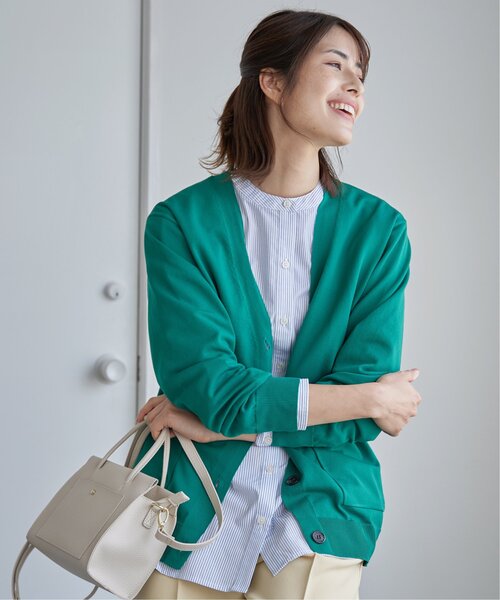 ikka（イッカ）の「GOKU楽 Vネックニットカーディガン（カーディガン/ボレロ・レディース・グリーン/ライトグレー/ネイビー・M/L）」の14枚目の写真