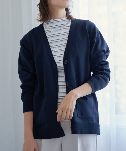 ikka（イッカ）の「GOKU楽 Vネックニットカーディガン（カーディガン/ボレロ・レディース・グリーン/ライトグレー/ネイビー・M/L）」の3枚目の写真