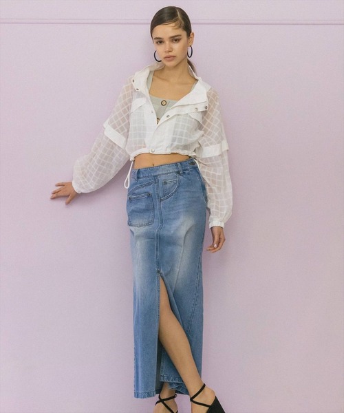 REDYAZEL（レディアゼル）の「デニムマキシスカート（デニムスカート・レディース・ネイビー/ブルー・SMALL/MEDIUM）」の9枚目の写真