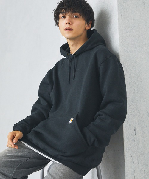 Carhartt（カーハート）の「Carhartt カーハート ルーズフィットミッドウエイトプルパーカー（パーカー・メンズ・チャコールグレー/ブラック/ライトグレー系1/ブラック系1/オレンジ/ヘザーグレー/イエロー/ネイビー・S/M/L/XL）」の9枚目の写真