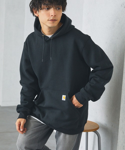 Carhartt（カーハート）の「Carhartt カーハート ルーズフィットミッドウエイトプルパーカー（パーカー・メンズ・チャコールグレー/ブラック/ライトグレー系1/ブラック系1/オレンジ/ヘザーグレー/イエロー/ネイビー・S/M/L/XL）」の10枚目の写真