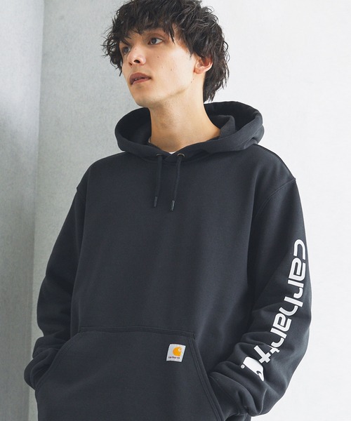 Carhartt（カーハート）の「Carhartt カーハート ルーズフィットミッドウエイトプルパーカー（パーカー・メンズ・チャコールグレー/ブラック/ライトグレー系1/ブラック系1/オレンジ/ヘザーグレー/イエロー/ネイビー・S/M/L/XL）」の21枚目の写真