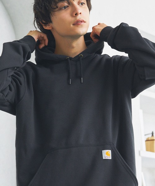 Carhartt（カーハート）の「Carhartt カーハート ルーズフィットミッドウエイトプルパーカー（パーカー・メンズ・チャコールグレー/ブラック/ライトグレー系1/ブラック系1/オレンジ/ヘザーグレー/イエロー/ネイビー・S/M/L/XL）」の22枚目の写真