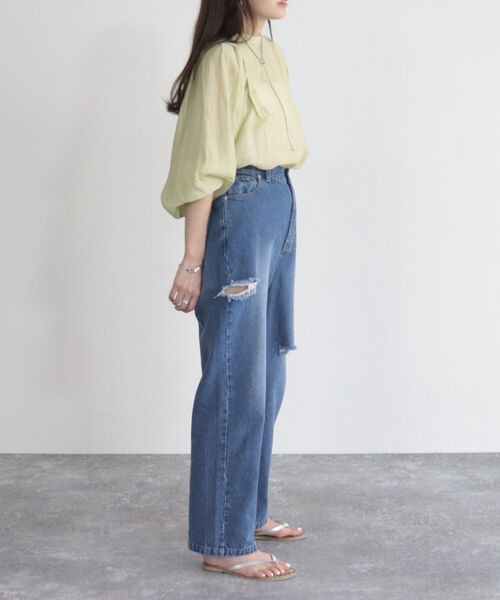 fredy emue(フレディエミュ)の「前開きギャザースリーブブラウス(シャツ/ブラウス・レディース・ブラック/アイボリー/サックスブルー/ラベンダー/ライトグリーン・38)」の8枚目の写真