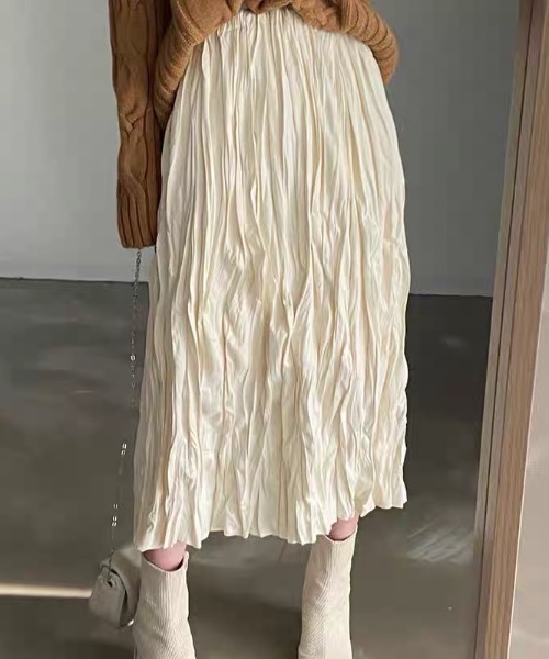 SEN TOKYO(セントーキョー)の「ふわっとエアリー。レトロプリーツミドル丈スカート(スカート・レディース・ブラック/アイボリー・FREE)」の9枚目の写真