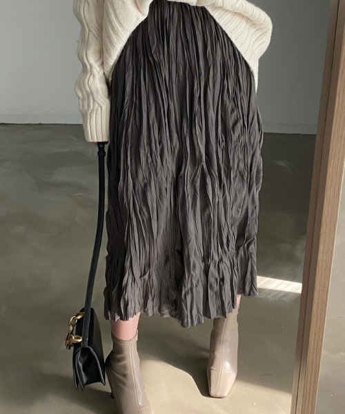 SEN TOKYO(セントーキョー)の「ふわっとエアリー。レトロプリーツミドル丈スカート(スカート・レディース・ブラック/アイボリー・FREE)」の7枚目の写真